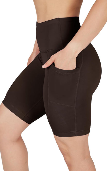 Womens High Waisted Biker Shorts with Side Pockets Workout Shorts 5”, 7”, 9”