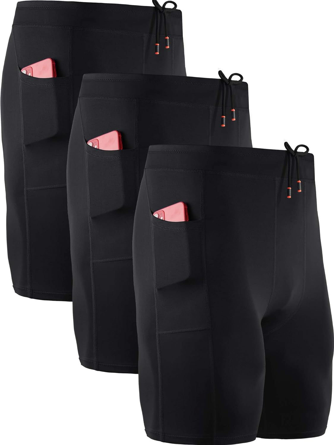 Men'S 3 Pack Running Compression Shorts with Pockets