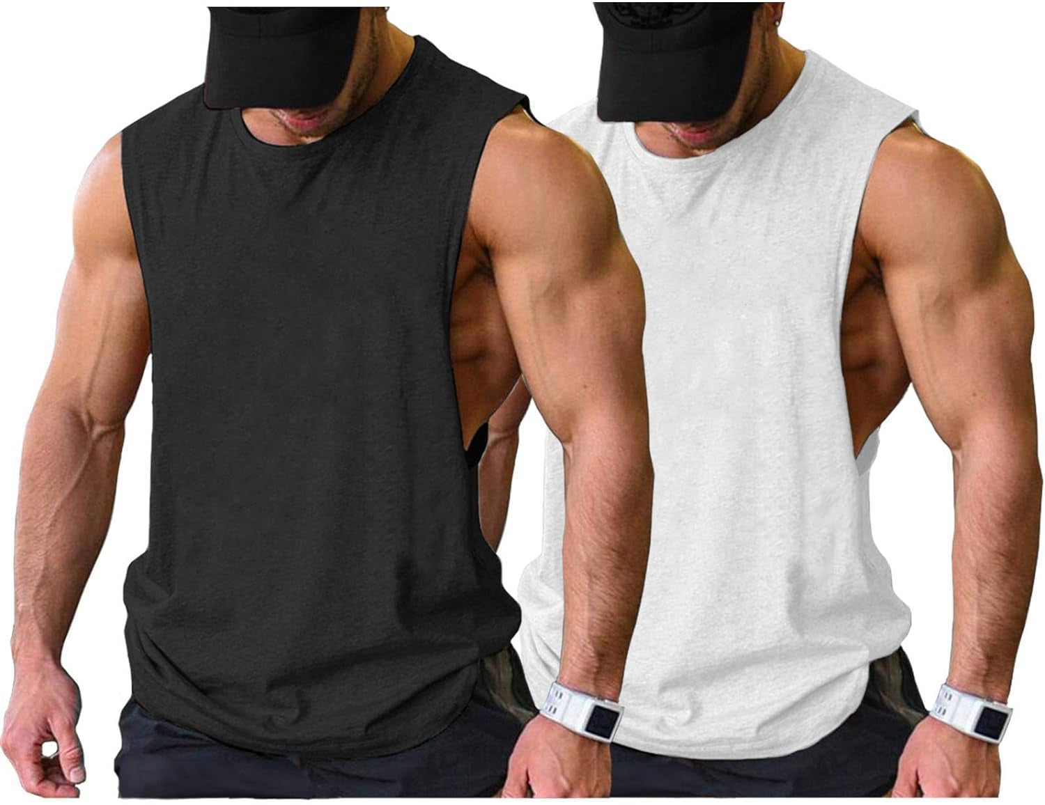 Men Workout Tank Top 2 Pack Gym Bodybuilding Sleeveless Muscle T Shirts
