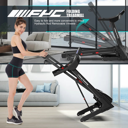 400LBS Capacity 3.5 HP Treadmill with 15% Auto Incline for Home- Heavy Duty Treadmill Foldable with App/Bluetooth - 18 Inch Wide Belt, Folding Treadmill for Home Gym Walking Running Exercise