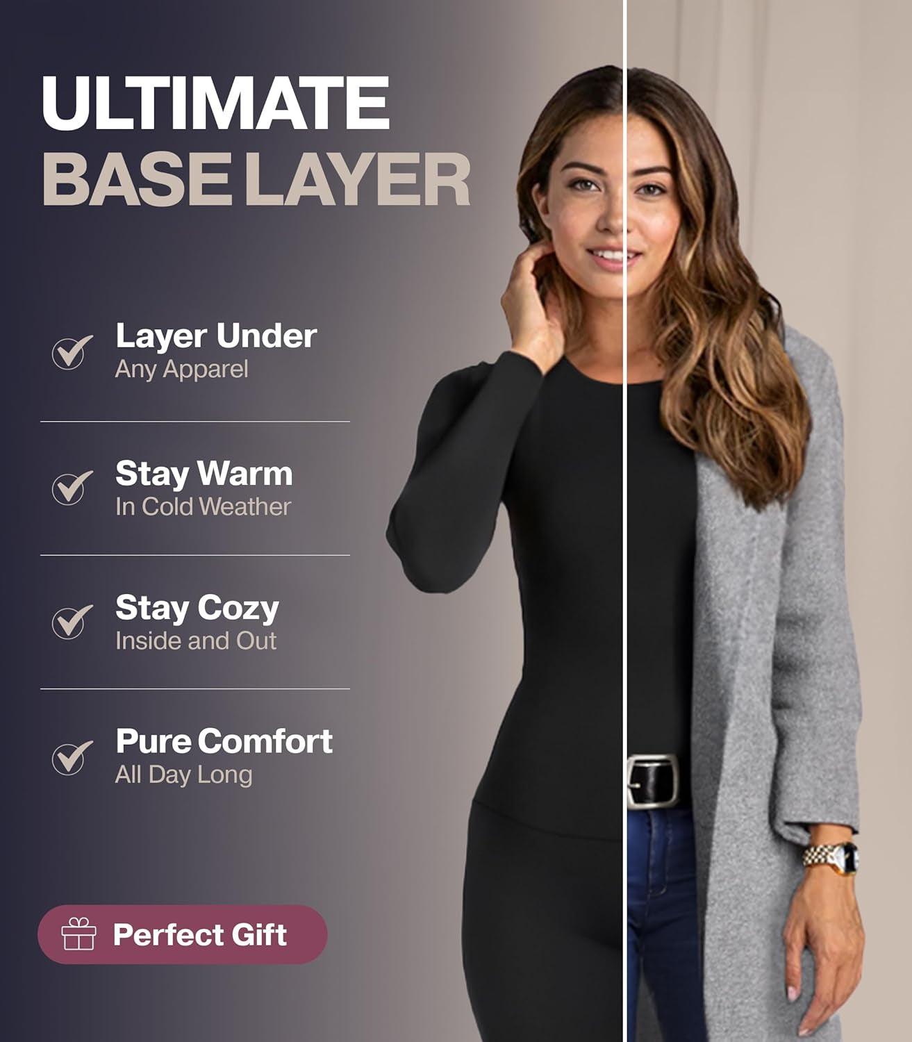 Long Johns Thermal Underwear for Women Fleece Lined Base Layer Pajama Set Cold Weather