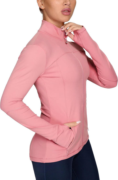 Womens Running Jackets Athletic Workout Scrub Jacket Track Full Zip up Gym for Women Yoga Top