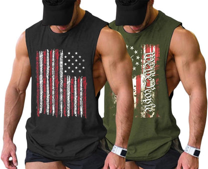 Men Workout Tank Top 2 Pack Gym Bodybuilding Sleeveless Muscle T Shirts