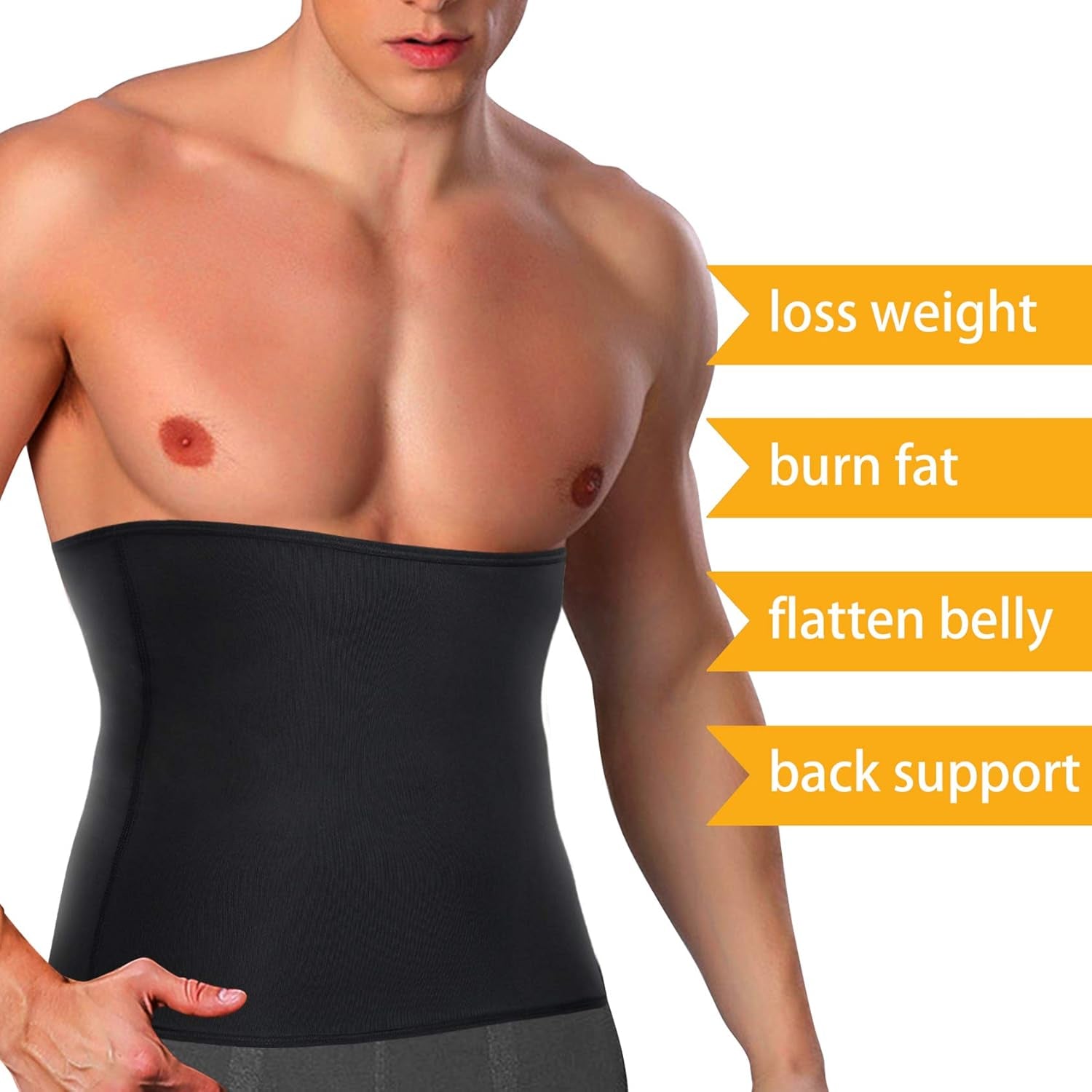 Waist Trimmer for Men Weight Loss,Stomach Trainer Sweat Workout Shaper,Neoprene-Free Slimming Sauna Belt