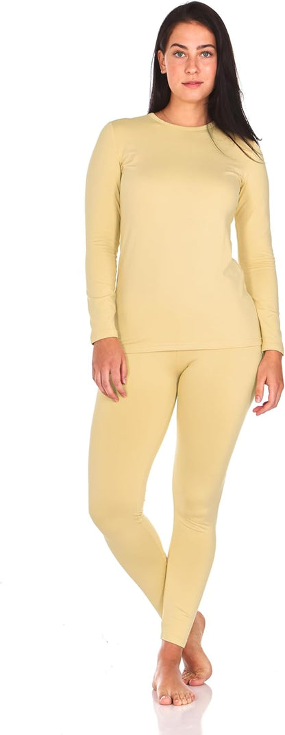 Long Johns Thermal Underwear for Women Fleece Lined Base Layer Pajama Set Cold Weather