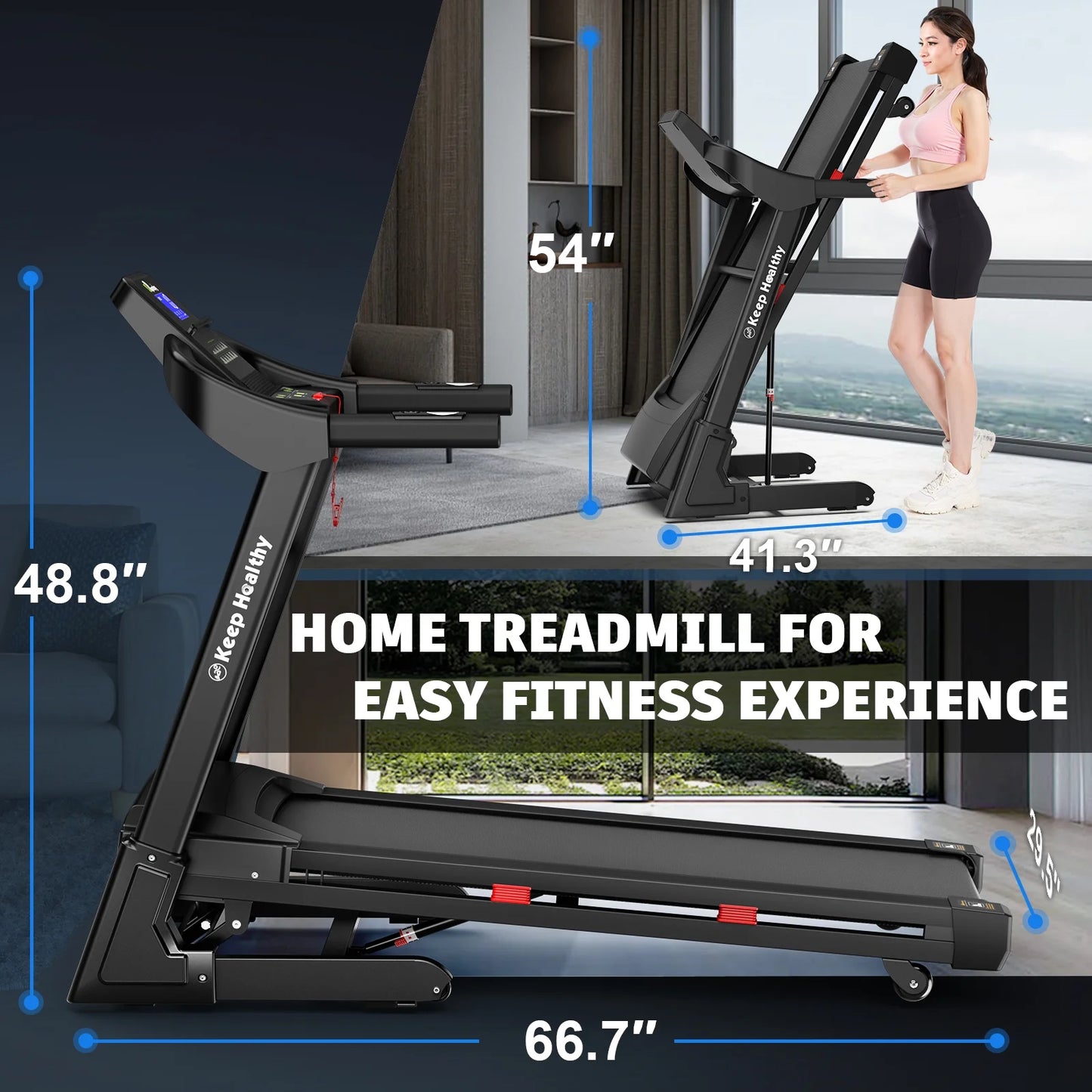 400LBS Capacity 3.5 HP Treadmill with 15% Auto Incline for Home- Heavy Duty Treadmill Foldable with App/Bluetooth - 18 Inch Wide Belt, Folding Treadmill for Home Gym Walking Running Exercise