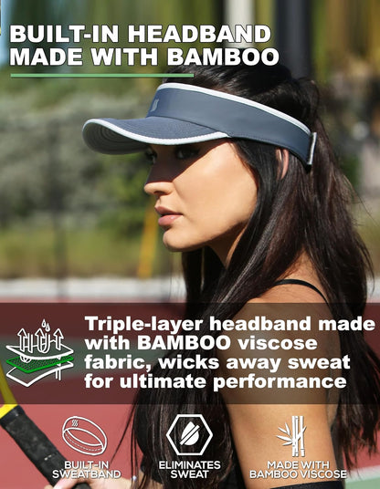 Sport Visor for Women. Sweat‑Wicking Visor for Running, Pickleball, Tennis & Golf. Lightweight & Adjustable Fit