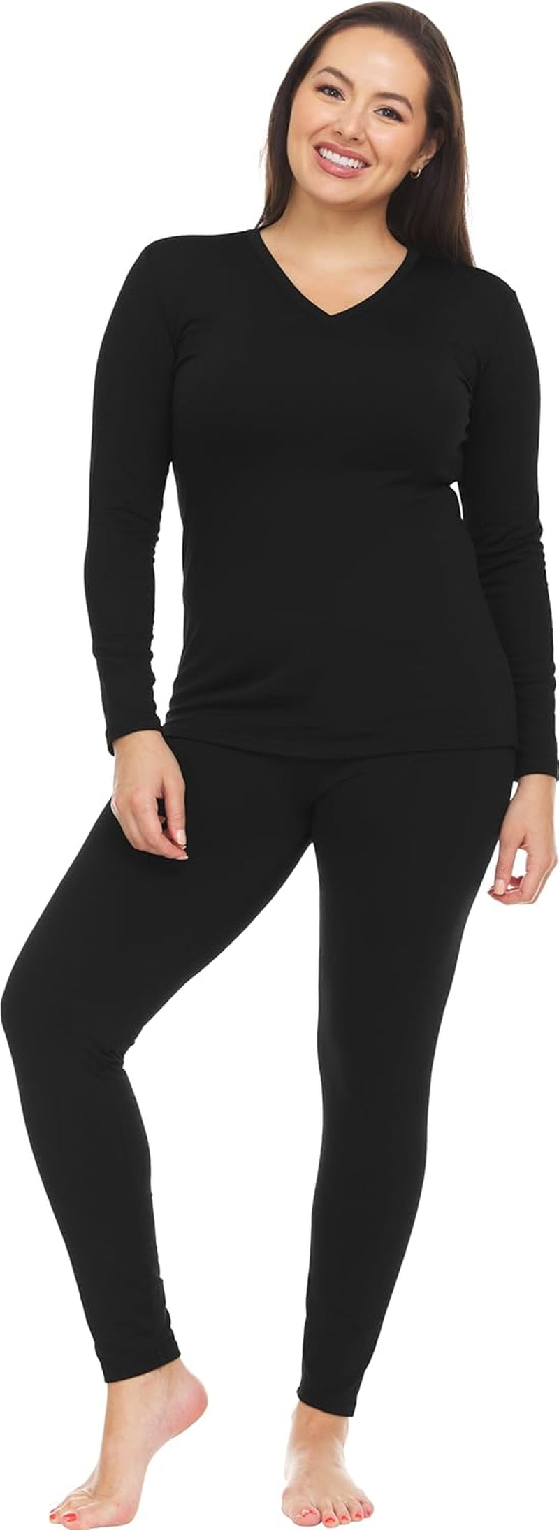 Long Johns Thermal Underwear for Women Fleece Lined Base Layer Pajama Set Cold Weather