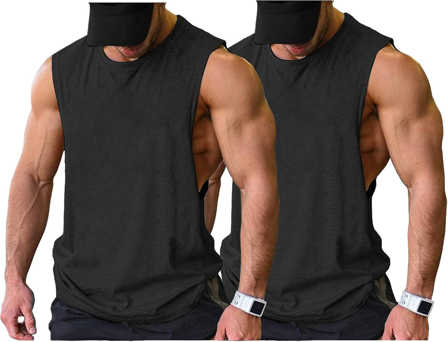 Men Workout Tank Top 2 Pack Gym Bodybuilding Sleeveless Muscle T Shirts