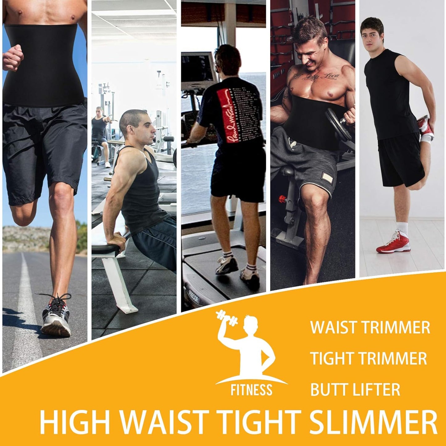 Waist Trimmer for Men Weight Loss,Stomach Trainer Sweat Workout Shaper,Neoprene-Free Slimming Sauna Belt
