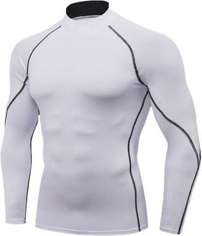 3 Pack Mens Mock Turtleneck Compression Shirts Long Sleeve Sun Protection Shirts Cooling Workout Gym Tops Undershirt