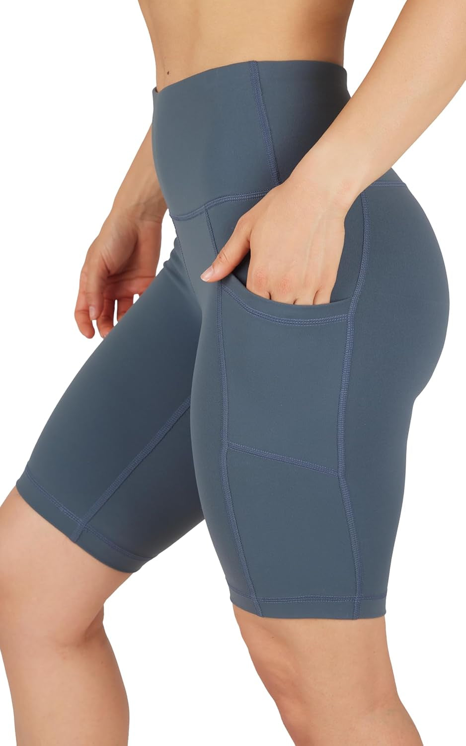 Womens High Waisted Biker Shorts with Side Pockets Workout Shorts 5”, 7”, 9”