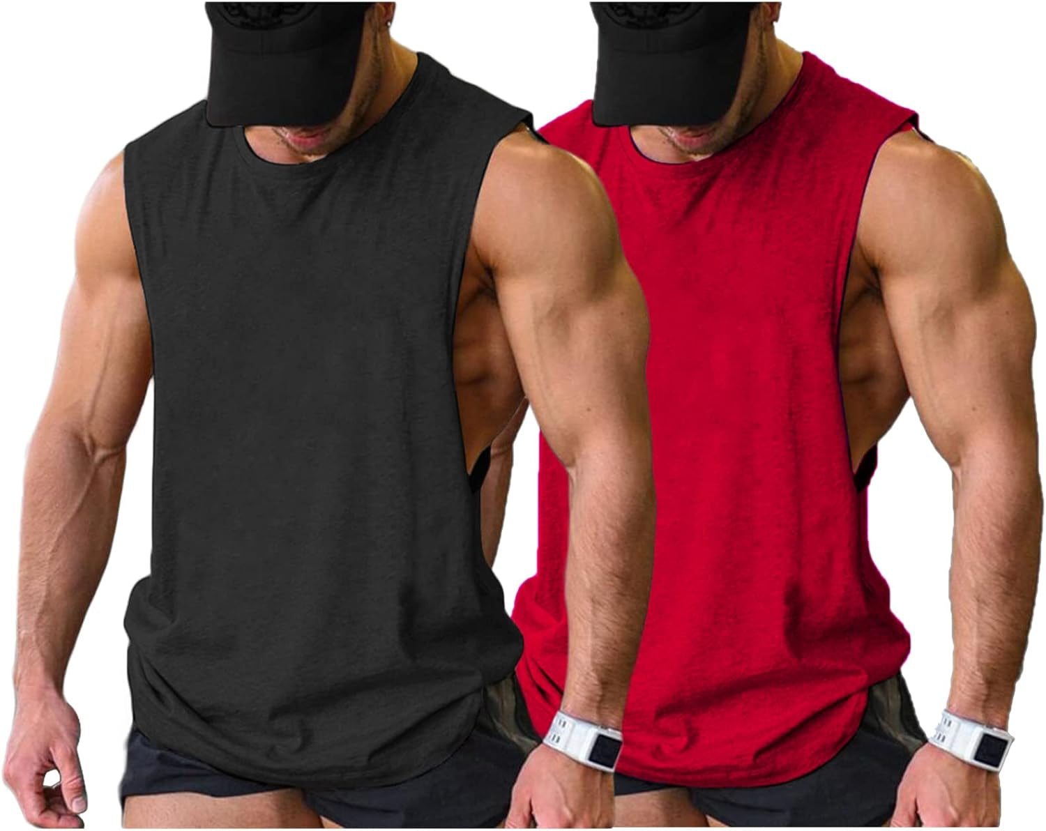 Men Workout Tank Top 2 Pack Gym Bodybuilding Sleeveless Muscle T Shirts