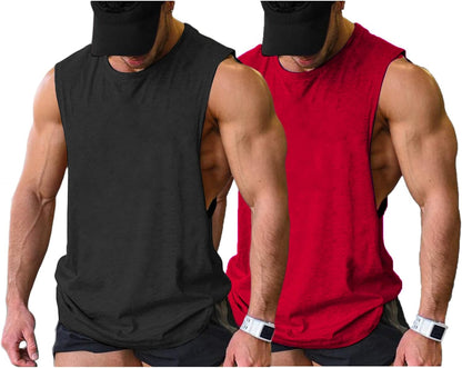 Men Workout Tank Top 2 Pack Gym Bodybuilding Sleeveless Muscle T Shirts
