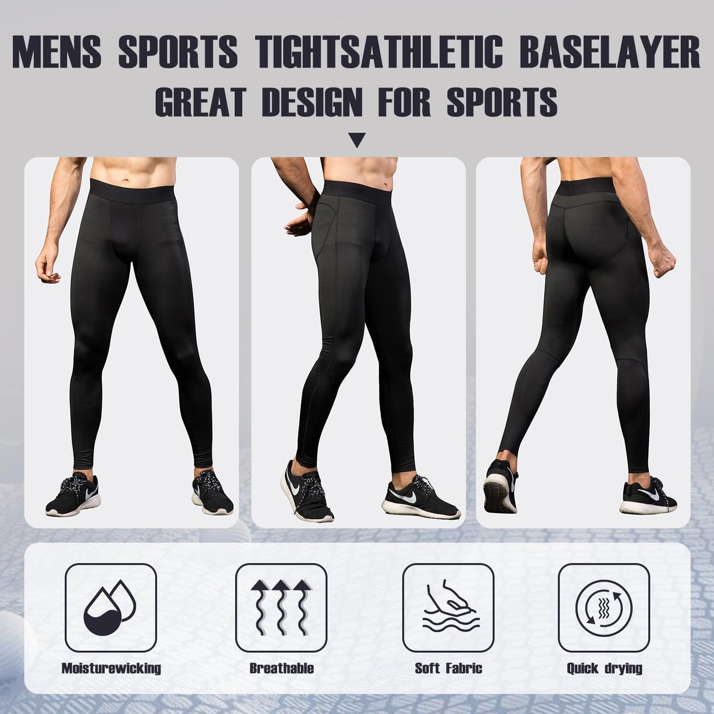 Men'S Compression Pants Athletic Base Layer Tights Leggings for Workout Running Sport Gym Yoga