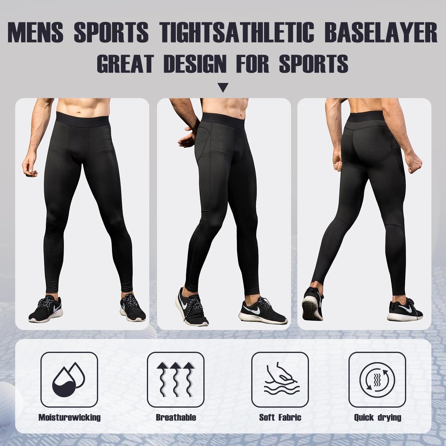 Men'S Compression Pants Athletic Base Layer Tights Leggings for Workout Running Sport Gym Yoga