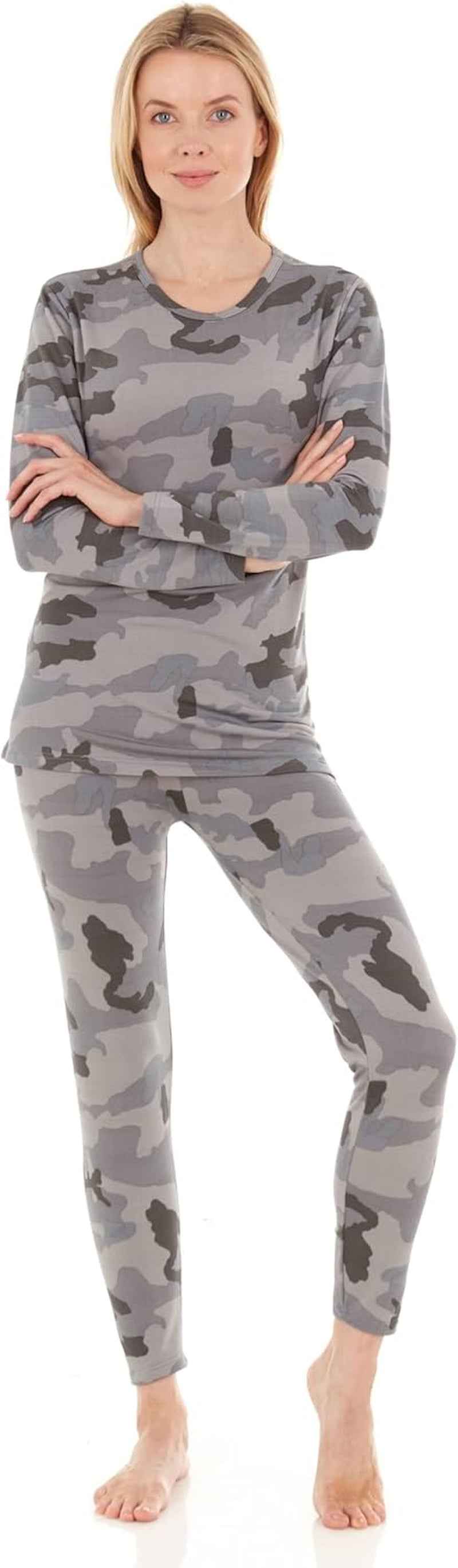 Long Johns Thermal Underwear for Women Fleece Lined Base Layer Pajama Set Cold Weather