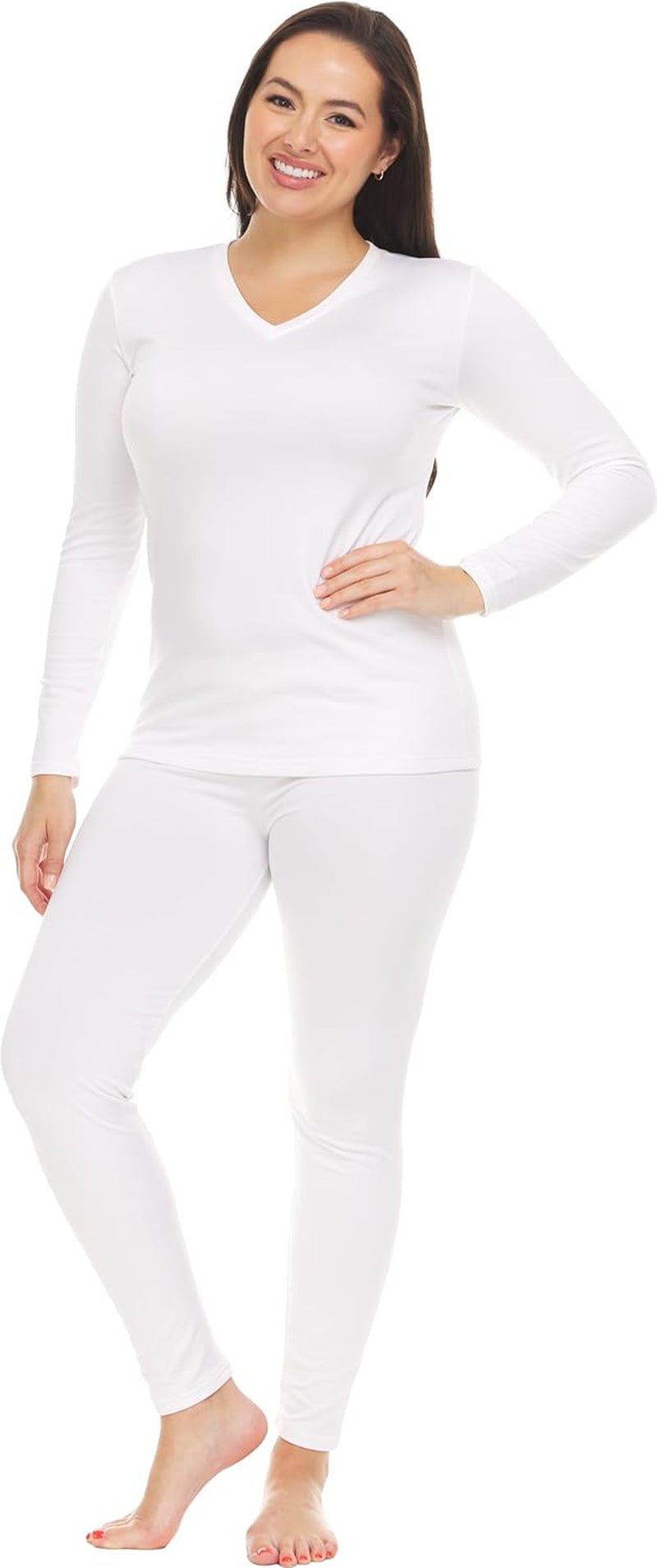 Long Johns Thermal Underwear for Women Fleece Lined Base Layer Pajama Set Cold Weather