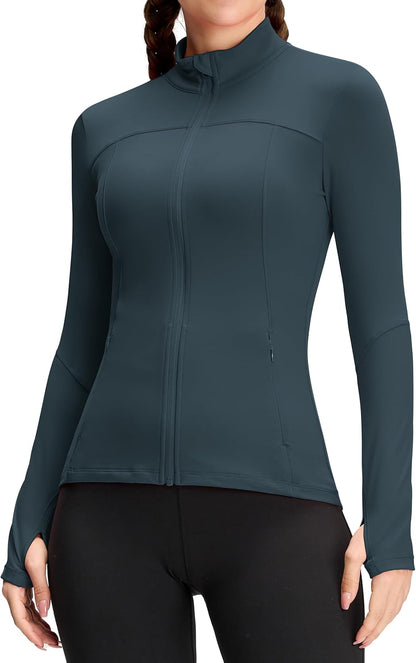 Womens Running Jackets Athletic Workout Scrub Jacket Track Full Zip up Gym for Women Yoga Top