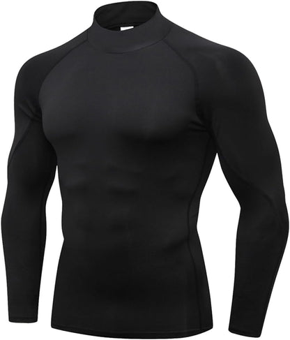 3 Pack Mens Mock Turtleneck Compression Shirts Long Sleeve Sun Protection Shirts Cooling Workout Gym Tops Undershirt