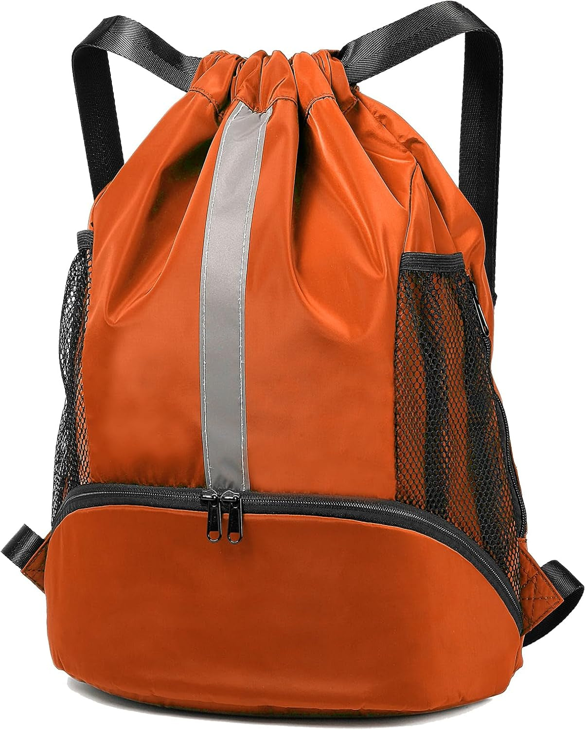 Drawstring Backpack Sports Gym Bag with Shoe Compartment and Two Water Bottle Holder …