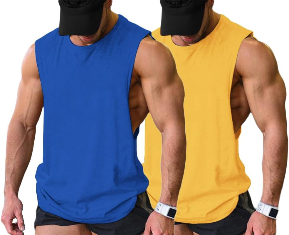Men Workout Tank Top 2 Pack Gym Bodybuilding Sleeveless Muscle T Shirts