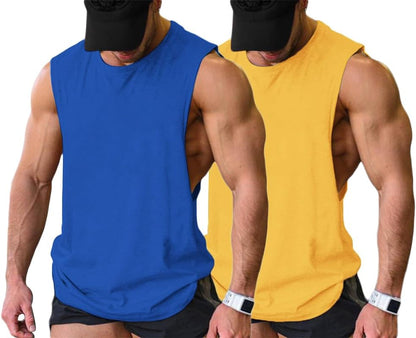 Men Workout Tank Top 2 Pack Gym Bodybuilding Sleeveless Muscle T Shirts