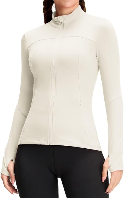 Womens Running Jackets Athletic Workout Scrub Jacket Track Full Zip up Gym for Women Yoga Top