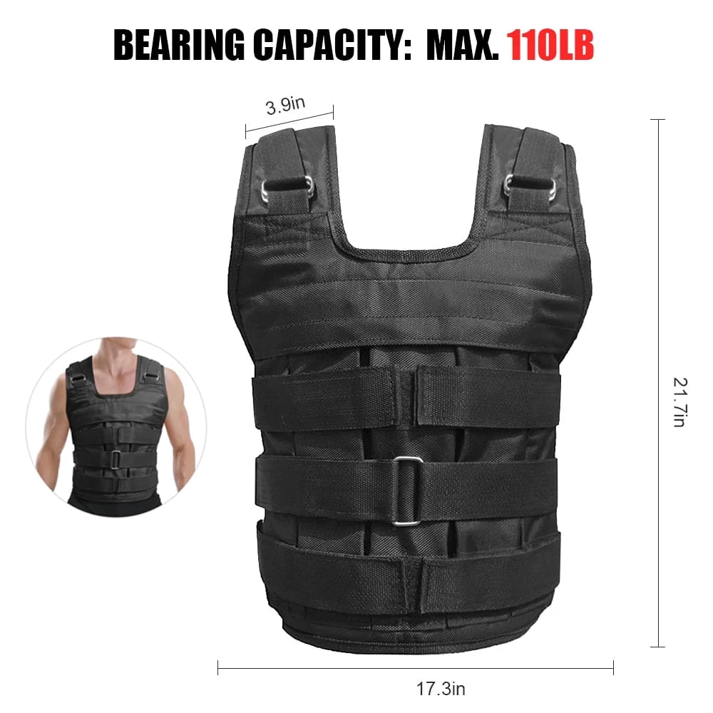 Adjustable Weighted Vest Weight Jacket Oxford Exercise Weight Loading Cloth Strength Training 50Kg Max. Load (Empty)