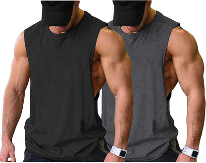 Men Workout Tank Top 2 Pack Gym Bodybuilding Sleeveless Muscle T Shirts