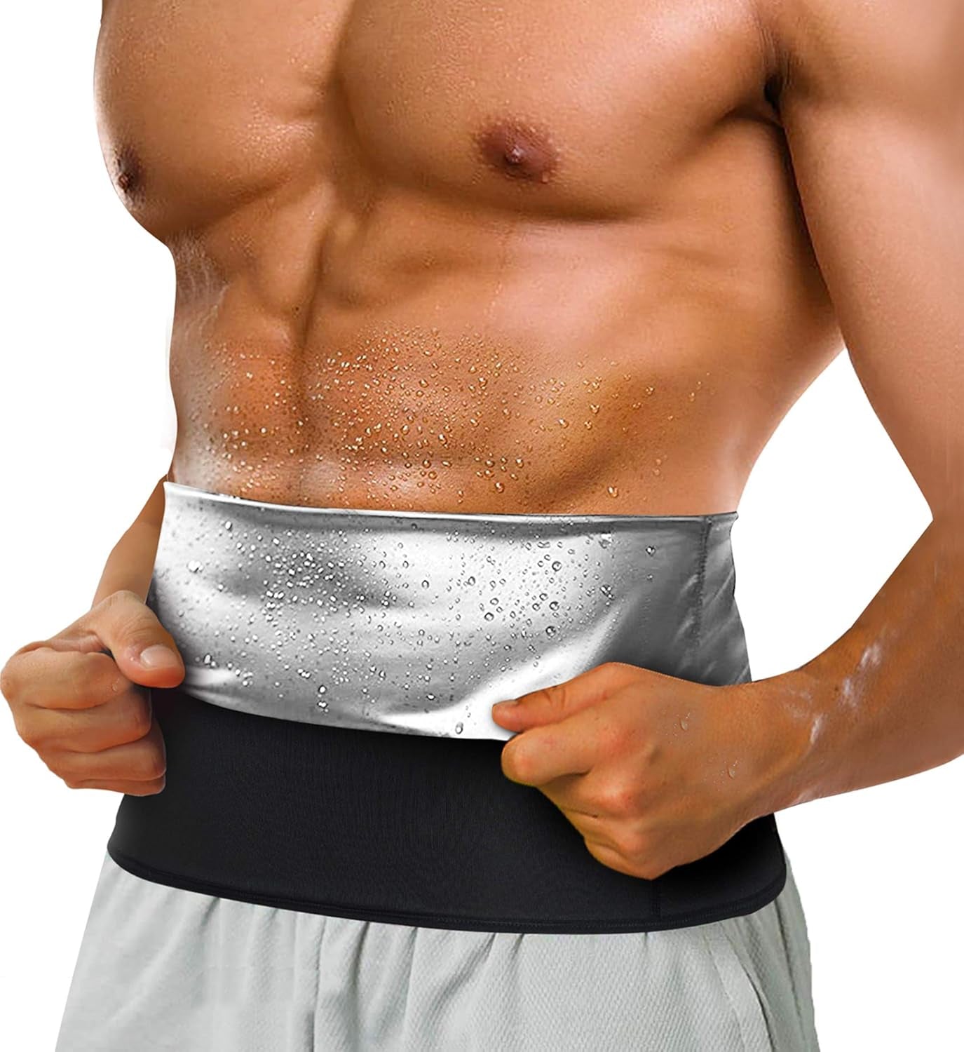 Waist Trimmer for Men Weight Loss,Stomach Trainer Sweat Workout Shaper,Neoprene-Free Slimming Sauna Belt