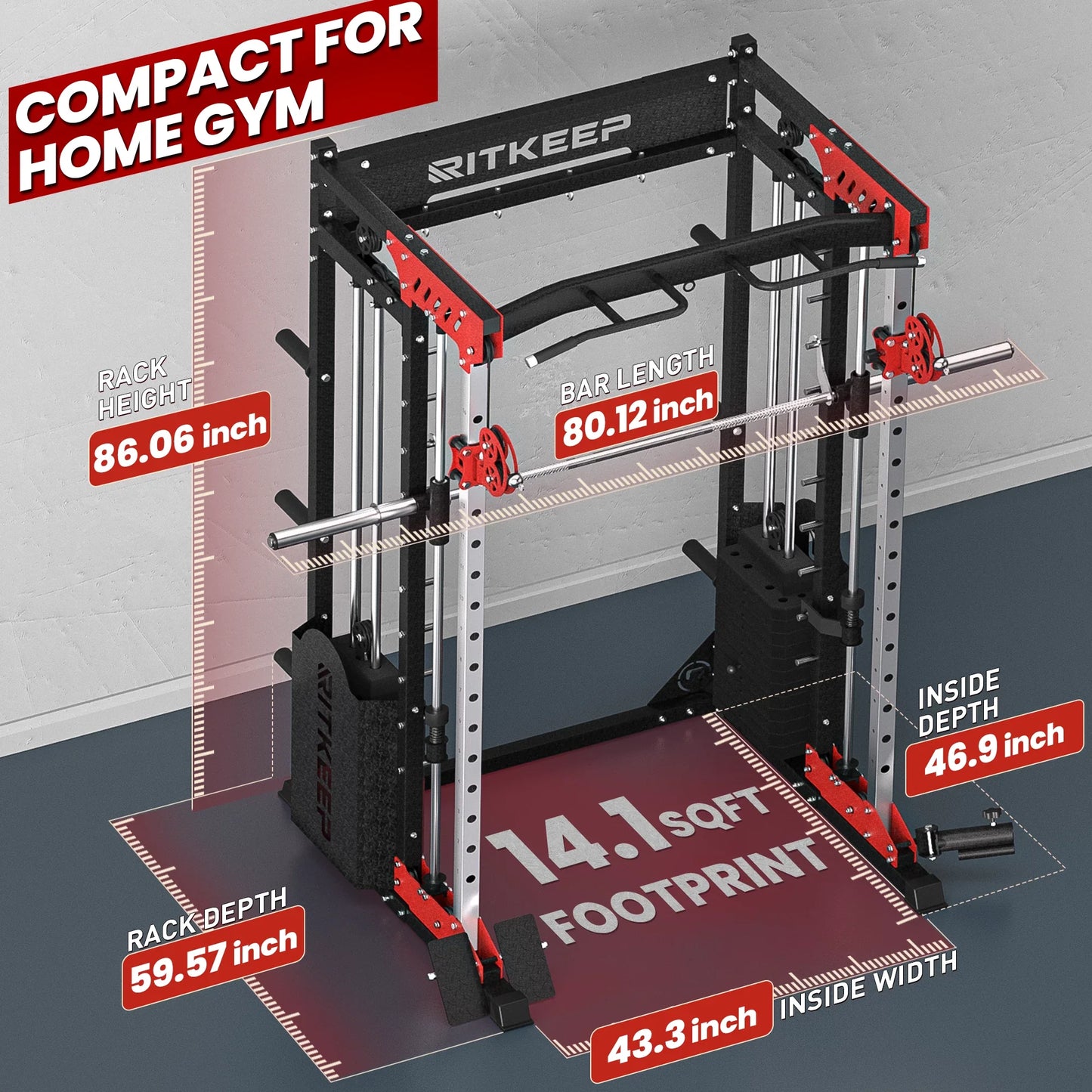 PMAX 5600 Home Gym Smith Machine - Integrated Weight System